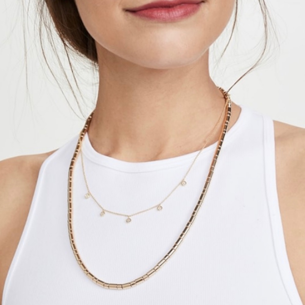 NWT Roxanne Assoulin Peacoat U-Tube Long Necklace Gold